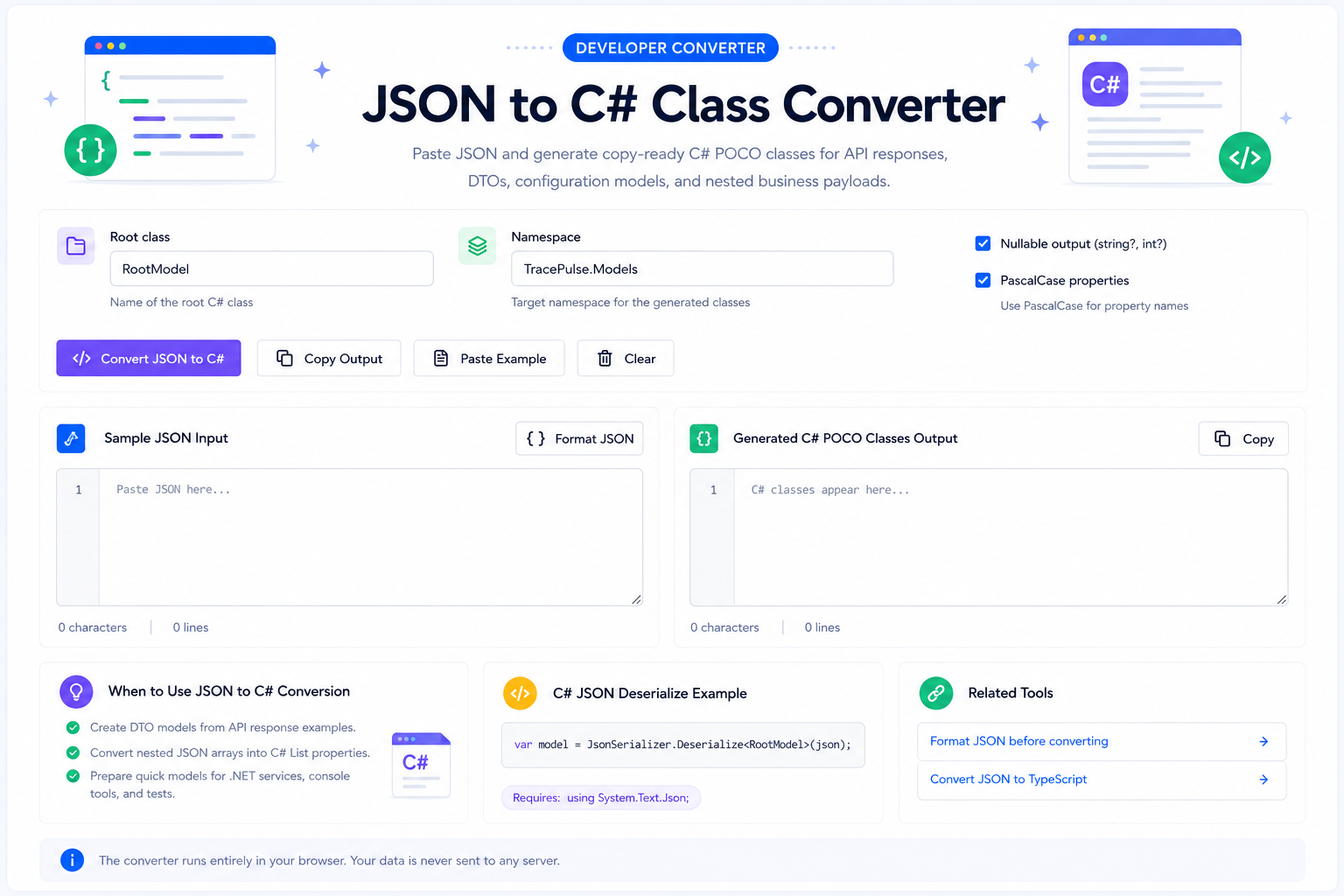 JSON to C# CSharp Class Generator Online