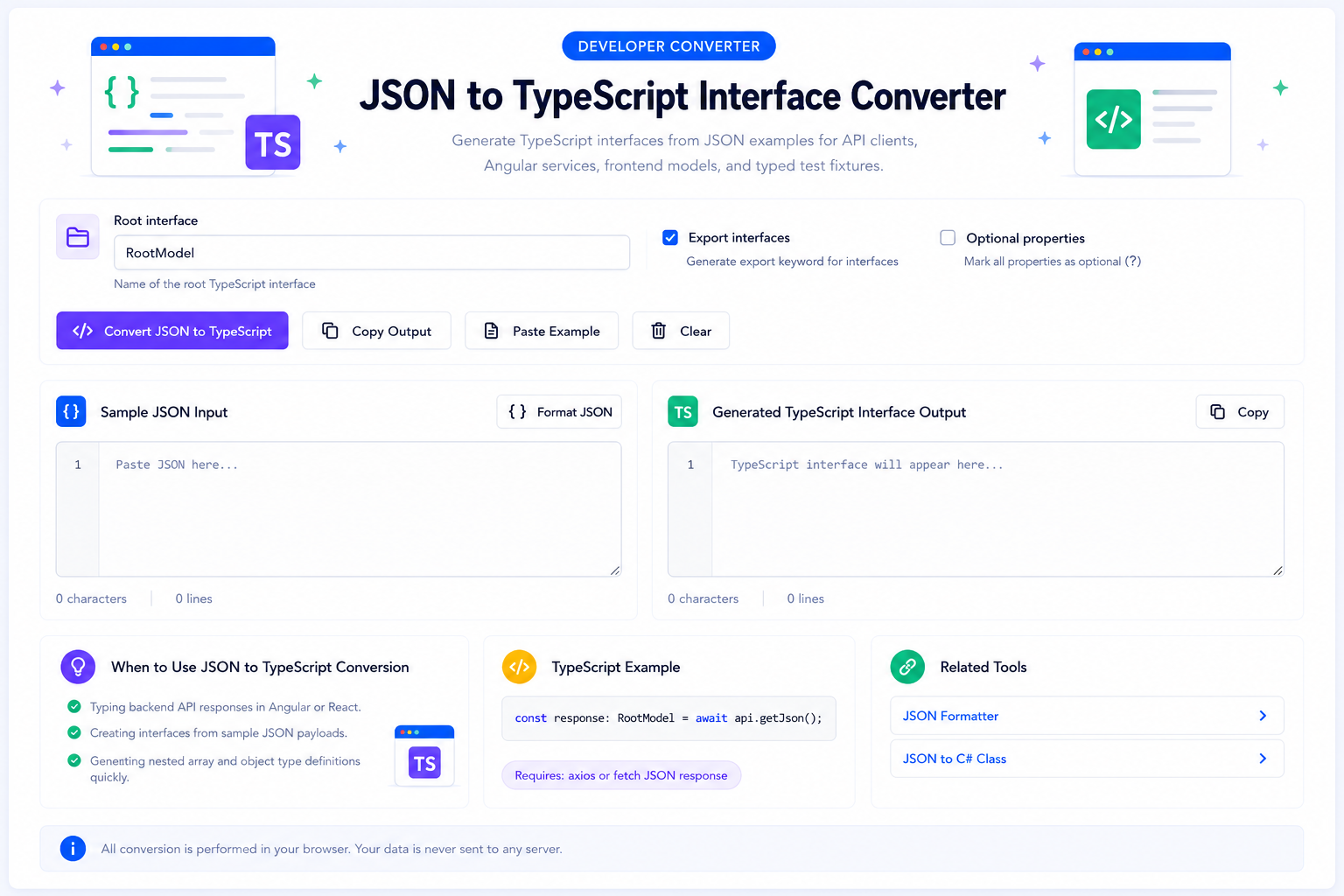 JSON to TypeScript Interface Generator