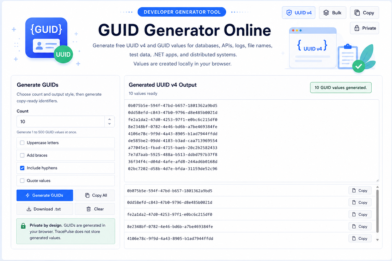 UUID GUID Generator Online